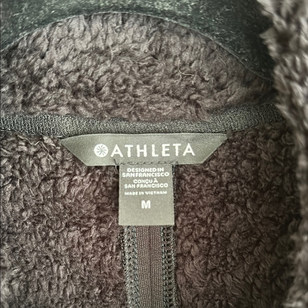 Athleta Black Jacket with Faux Fur Collar | Size Medium - Picture 2 of 7